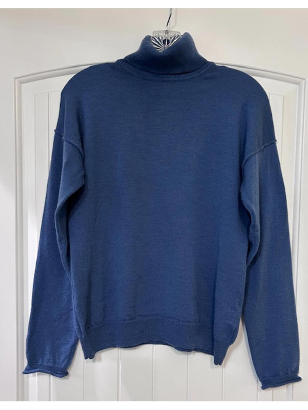 💙 Garnet Hill 100% Merino Wool Turtleneck L | Blue Harbor Knit *Minimalist Vibe